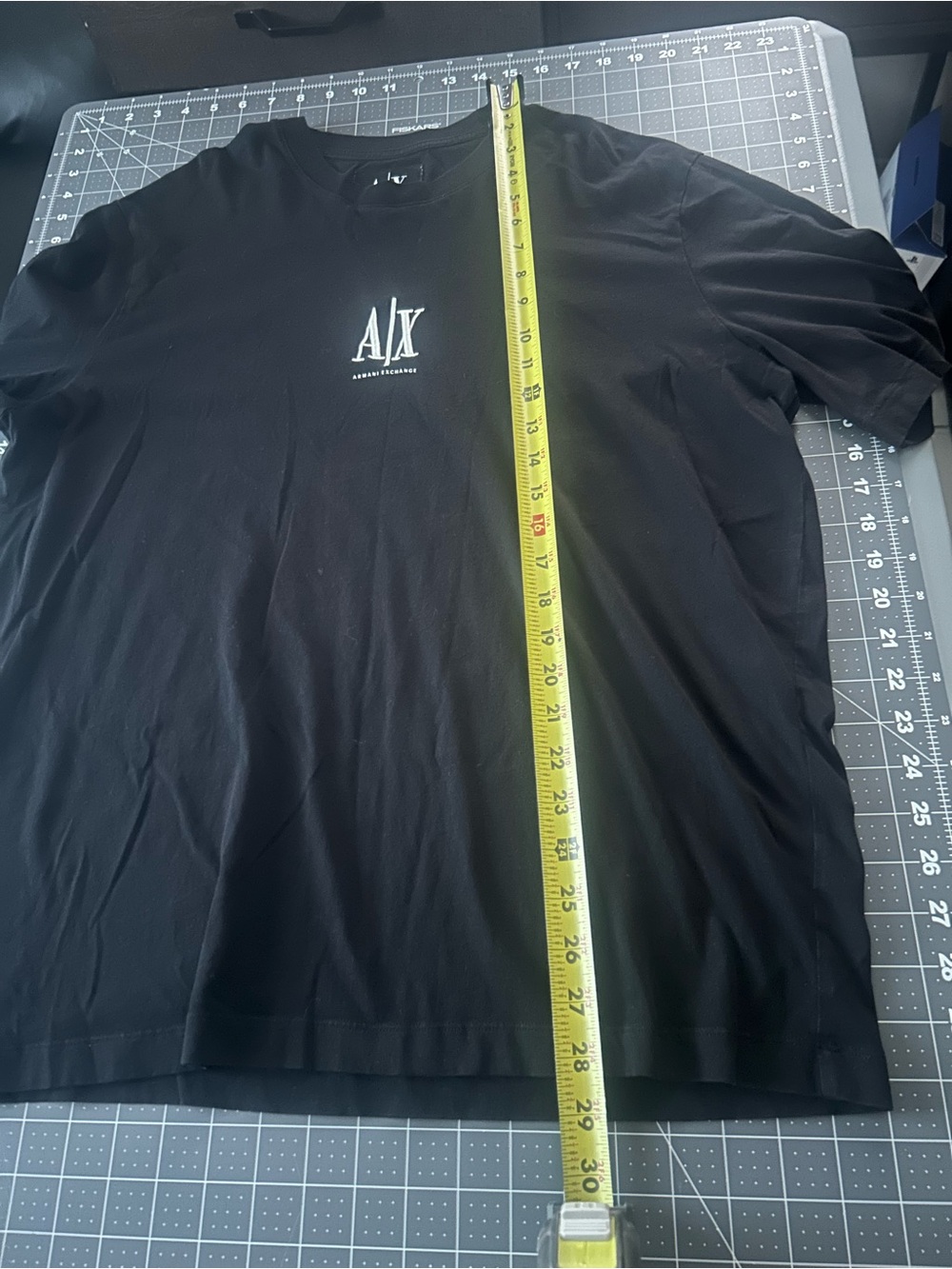 Armani Exchange Black Short Sleeve Tee with White A|X Chest Logo